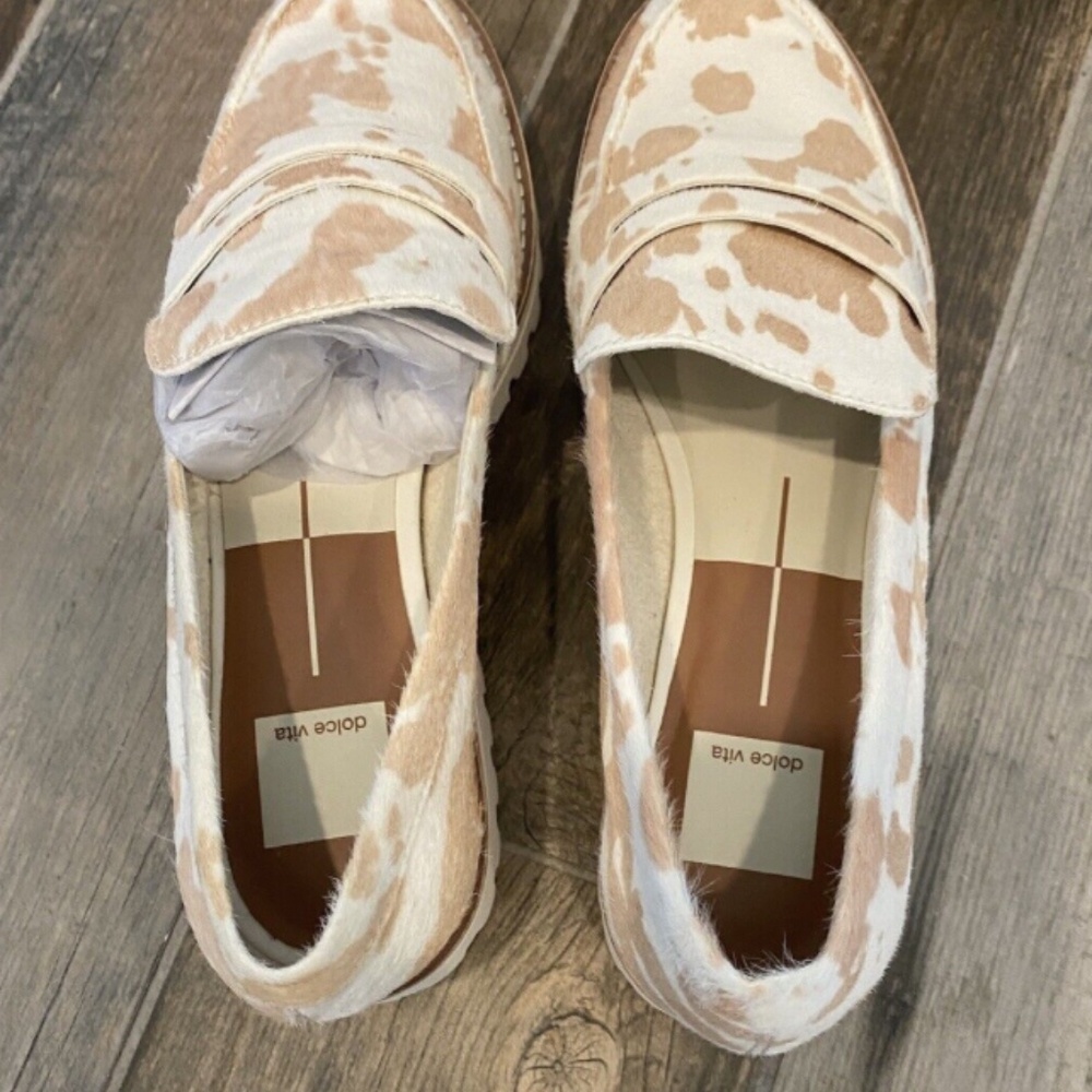 DOLCE VITA AUBREE PONY HAIR COW PRINT LOAFER 9.5 NEW WITHOUT BOX - Picture 4 of 9